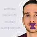 Man wearing a Hero2 mouth tape, with text about its benefits on a light gray background, Improve sleep and air flow.